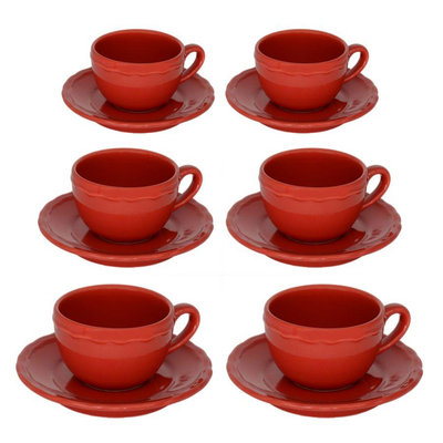Tazzina caffe' set 6 pezzi juliet rossoc/piattino cmø7,5h5 Vacchetti