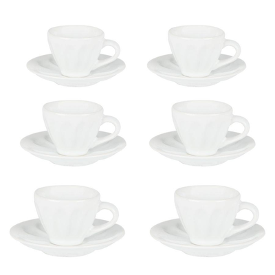 Tazzina caffe' set 6 pezzi amleto bianco c/piattino 7,5x7,5x4 Vacchetti