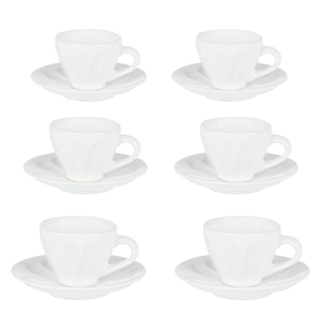 Tazzina caffe' set 6 pezzi amleto bianco c/piattino 7,5x7,5x4 Vacchetti