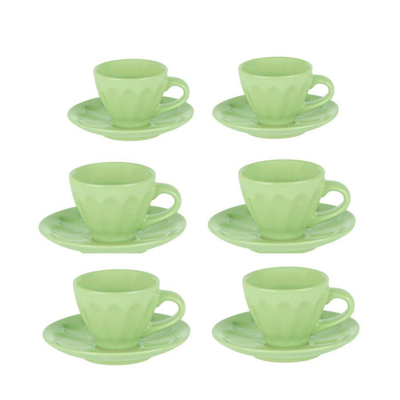 Tazzina caffe' set 6 pezzi amleto verdechiaro con piattino 7,5xh7,5x4 Vacchetti