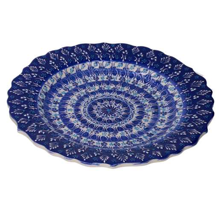 Piatto decorativo ceramica blu cm ø25h3 Vacchetti