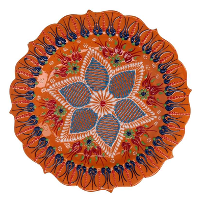 Piatto decorativo ceramica arancione cmø25h3 Vacchetti