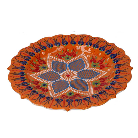 Piatto decorativo ceramica arancione cmø25h3 Vacchetti