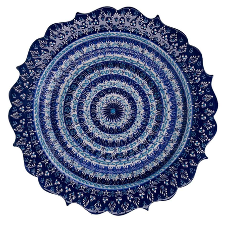 Piatto decorativo ceramica blu cm ø30h3 Vacchetti