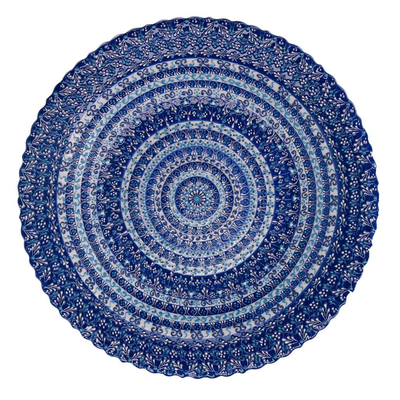 Centrotavola ceramica blu tondo cm ø40h4