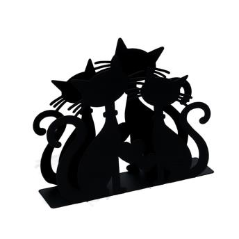 Portatovaglioli metallo gatti nero rettangolare cm14,5x4h12 Vacchetti