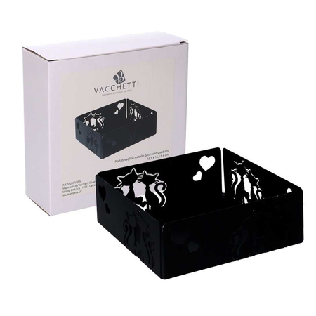 Portatovaglioli metallo gatti nero quadrato cm16,5x16,5h6 Vacchetti