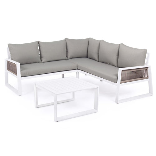 Salottino Angolare Da Giardino captiva Bianco in Alluminio Con Corde Sintetiche Tortora Giardino e giardinaggio/Arredamento da giardino e accessori/Set di mobili Decor Space - Altamura, Commerciovirtuoso.it