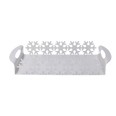 Vassoio metallo fiocco neve bianco rettangolare cm41x20h6,5 Vacchetti