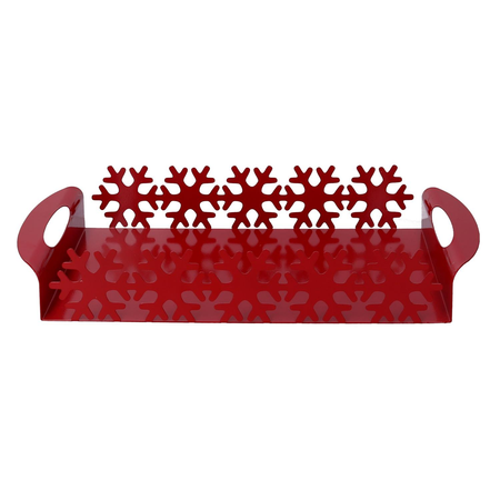 Vassoio metallo fiocco neve rosso rettangolare cm41x20h6,5 Vacchetti