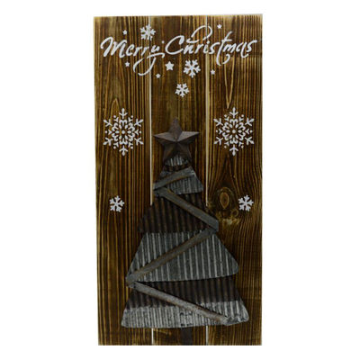 Targhetta merry christmas legno/metallocm30x60x2,5 Vacchetti