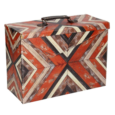 Scatola valigia arancione righe rettangolare cm34x15h24 Vacchetti