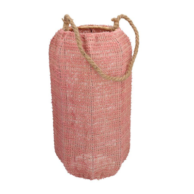 Lanterna tessuto rosa tondo cmø22h40 Vacchetti