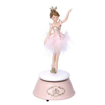 Carillon resina ballerina rosa cm10,5x10,5h22,5