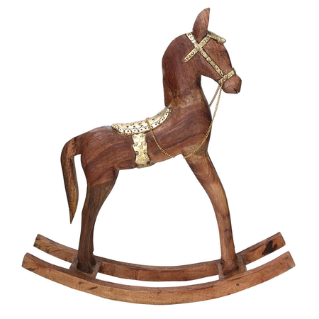 Cavallo legno rivestito metallo oro cm40x11h46 Vacchetti