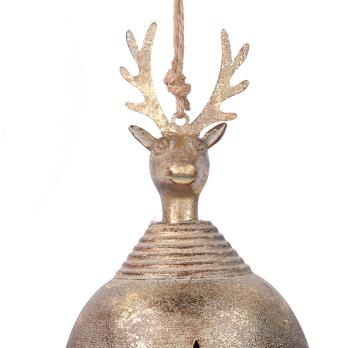 Sfera campanello metallo renna oro cm14x14x24 Vacchetti
