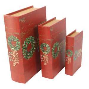 Scatola libro ecopelle 1-3 rosso ghirlanda cm32x24h8 Vacchetti