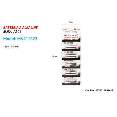 5 Pile Batterie Alkaline Mn21/a23 12v 55 Mah Alcalina Per Telecomando Maxtech Batterie e Pile Trade Shop italia - Napoli, Commerciovirtuoso.it