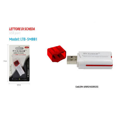 Maxtech Lto-sm001 Lettore Di Schede Card 5in1 Usb 2.0 Ms Sd Mmc Tf Ad Alta Velocita'