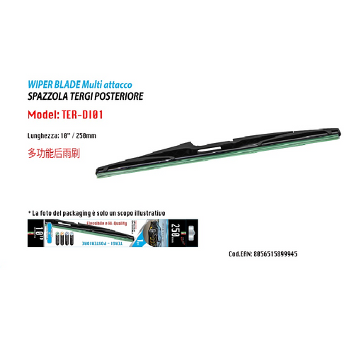 Spazzola Tergi Posteriore Universale 10 / 250mm 10 Adattatori Ricambio Per Auto Auto e Moto/Parti per auto/Tergicristalli e parti/Spazzole di ricambio Trade Shop italia - Napoli, Commerciovirtuoso.it