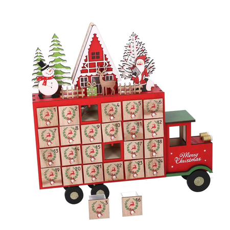 Calendario legno led furgone rosso cm32x7h32 Vacchetti