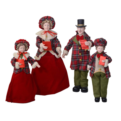 Famiglia cantori tessuto rosso scozzeseset 4pz cm21x15h70 Vacchetti