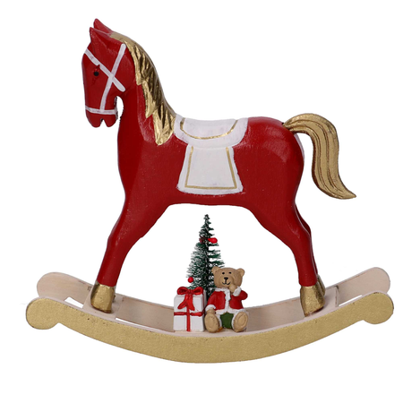 Cavallo a dondolo legno oro e rosso cm22,5x6h22 Vacchetti