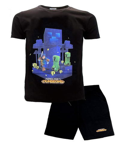Completo Minecraft da 10 a 16 anni Nero Moda/Bambini e ragazzi/Abbigliamento/Completi e coordinati/Completi due pezzi con pantaloncino Store Kitty Fashion - Roma, Commerciovirtuoso.it