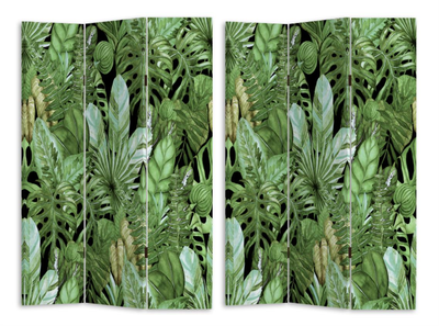Paravento stampa 3 ante foglie verde cm120,6x2,5h180