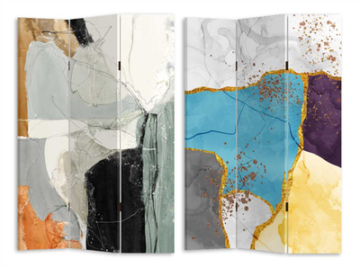Paravento stampa effetto marmo multicolor 3 ante rettangolare cm120,6x2,5h180