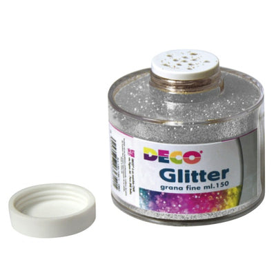Barattolo Glitter - grana fine - 150ml - argento - DECO Casa e cucina/Hobby creativi/Materiali per hobby creativi/Glitter Eurocartuccia - Pavullo, Commerciovirtuoso.it