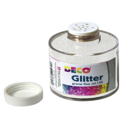 Barattolo Glitter - grana fine - 150ml - bianco-iride - DECO Casa e cucina/Hobby creativi/Materiali per hobby creativi/Glitter Eurocartuccia - Pavullo, Commerciovirtuoso.it