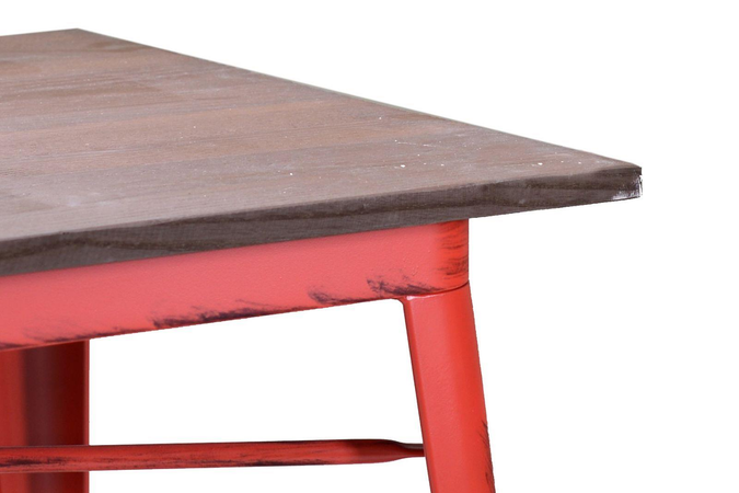 Tavolo ferro bristol top in legno rossocm70x70h76 Vacchetti