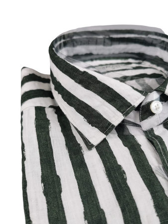Camicia uomo Bagutta -  Fantasia righe -  Collo francese - Colore bianco/verde Moda/Uomo/Abbigliamento/T-shirt polo e camicie/Camicie casual Couture - Sestu, Commerciovirtuoso.it
