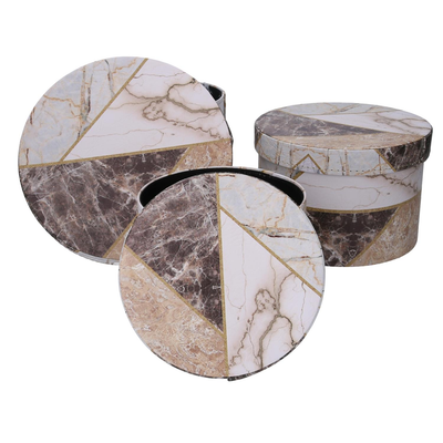 Scatola ecopelle 1-3 marmo tondo cm ø27h18 Vacchetti