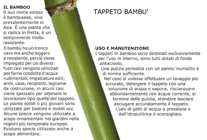Tappeto bambu' bacchette sottili cm60x180 Vacchetti