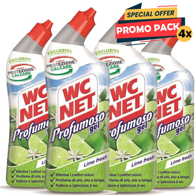 4 x 700 ml Wc Net Profumoso Gel Detergente Liquido per Sanitari Essenza Lime