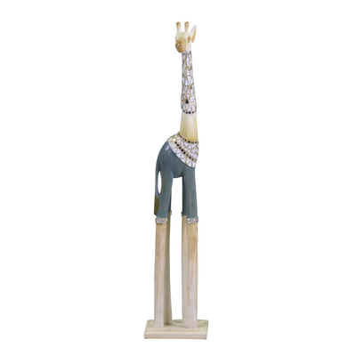 Giraffa legno azzurro bianco cm16x10h80 Vacchetti