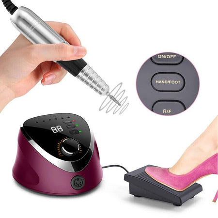 Fresa Elettrica per Unghie Viola Manicure e Pedicure Lima con Controllo Velocità