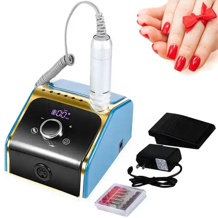 Fresa Elettrica per Unghie Lima Blu Manicure Pedicure 6 Accessori Professionale