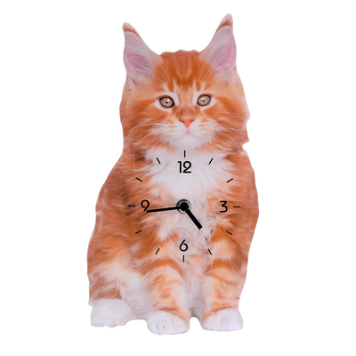 Orologio legno gatto arancione cm30x16x3 Vacchetti