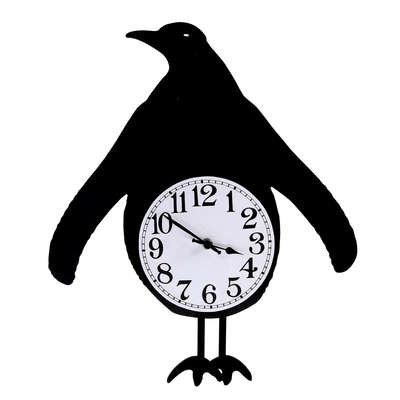 Orologio legno pinguino con pendolo nero cm38x37x6 Vacchetti