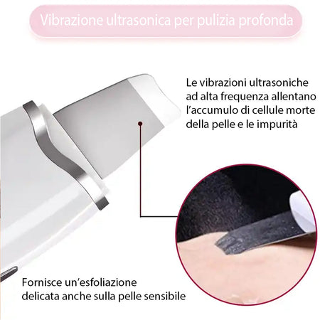 Scrubber Peeling Ultrasonico Multifunzionale per Pelle del Viso Pulizia Pori