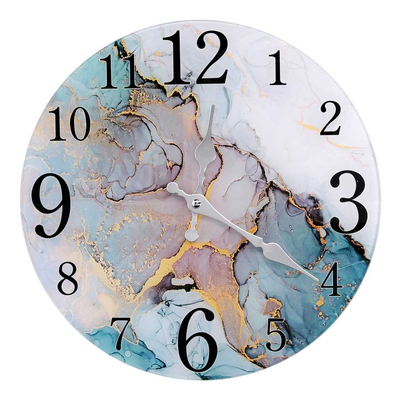 Orologio vetro effetto marmo azzurro tondo cmø30x4 Vacchetti
