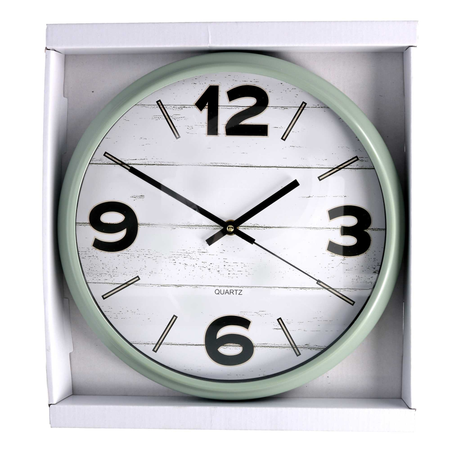 Orologio plastica bianco e verde tondo cm ø30,5 Vacchetti