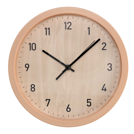 Orologio plastica effetto legno naturale tondo cm ø25,7h4,2 Vacchetti