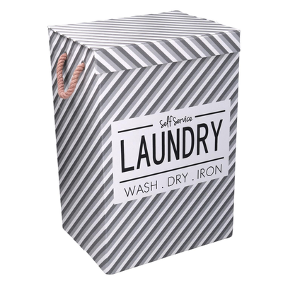 Cestone tessuto laundry grigio con coperchio cm40x30h60 Vacchetti