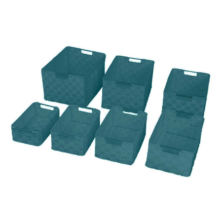 Cassetto poliestere 1-7 verde acqua rettangolare cm38x28h21 Vacchetti