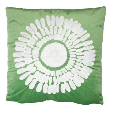 Cuscino tessuto fiore bianco verde quadro cm45x45h10 Vacchetti