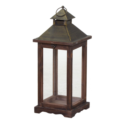 Lanterna legno marrone scuro rettangolare cm19x19h42,5 Vacchetti